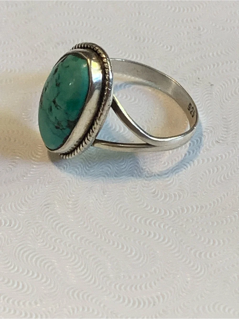 Turquoise Oval Stone Sterling Silver Ring - Women's Turquoise Ring